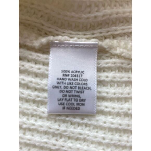 Derek Heart Juniors LARGE CREAM SWEATER WITH LACE TIED UP BACK - Picture 7 of 9